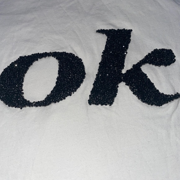 H&M beaded ok slogan top L - Picture 3 of 4